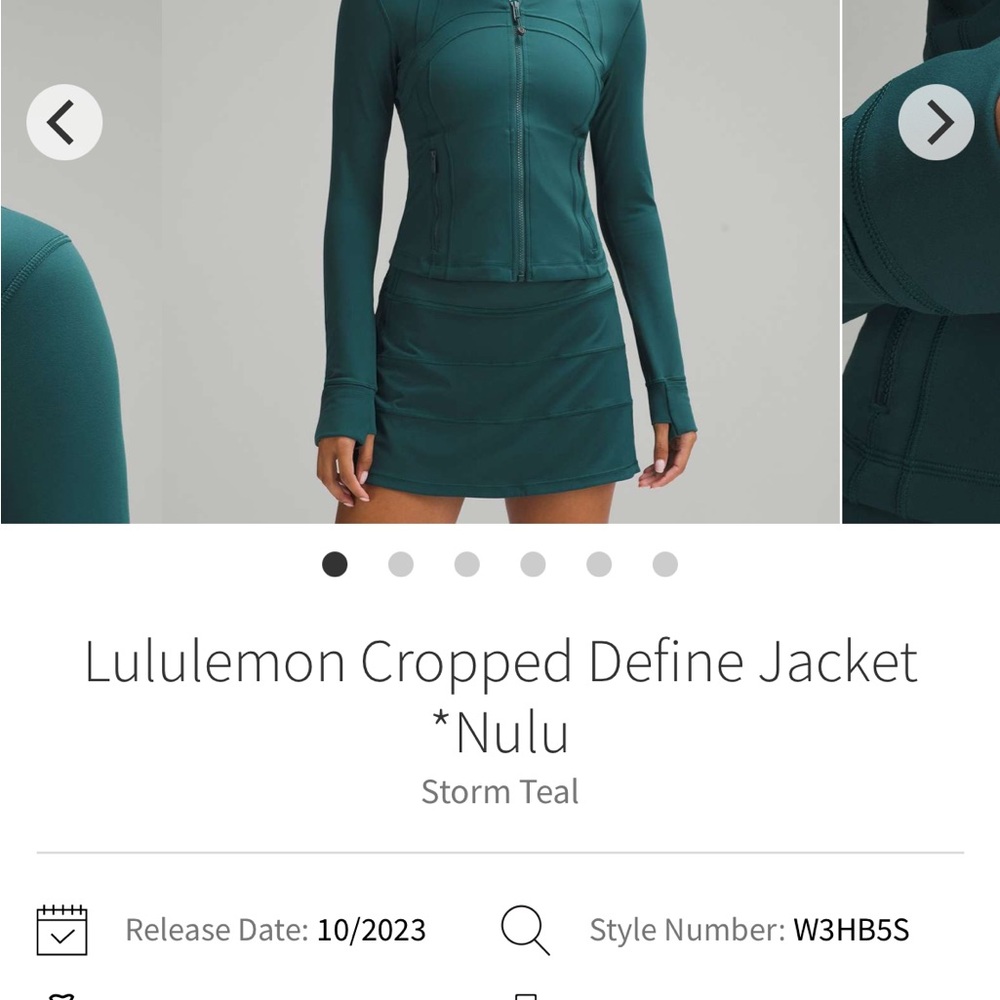 Lululemon Define Cropped Jacket Nulu Size 4 In Storm Teal - Picture 9 of 9
